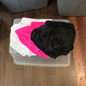 LOT 3 Work Out Shorts Women’s XS Pink white Black Very Short Stretchy Waistband